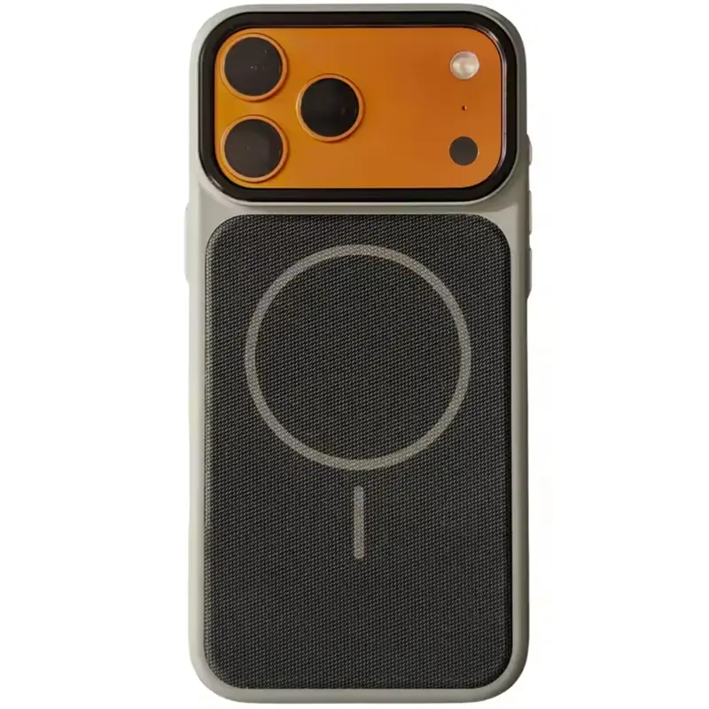 Чехол PC Textile Hybrid with Magnetic Fit для Apple iPhone 17 Pro Max / 18 Pro Max (6.9"), Grey / Black, Ткань, купить оптом с доставкой