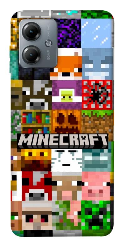 Чехол itsPrint Minecraft collage для Motorola Moto G14, игры, купить оптом с доставкой