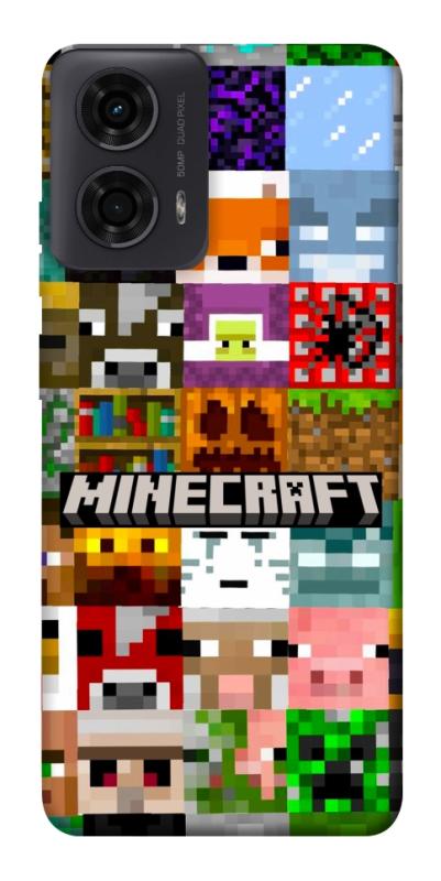 Чехол itsPrint Minecraft collage для Motorola Moto G24, игры, купить оптом с доставкой