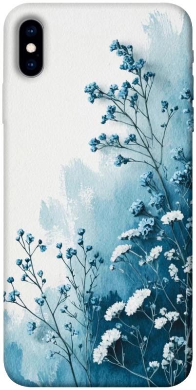 Чехол itsPrint Blue minimal для Apple iPhone X (5.8"), цветы, купить оптом с доставкой