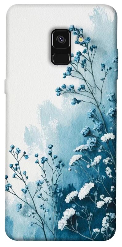 Чехол itsPrint Blue minimal для Samsung A530 Galaxy A8 (2018), цветы, купить оптом с доставкой