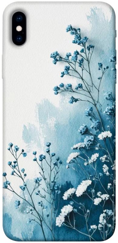 Чехол itsPrint Blue minimal для Apple iPhone XS Max (6.5"), цветы, купить оптом с доставкой