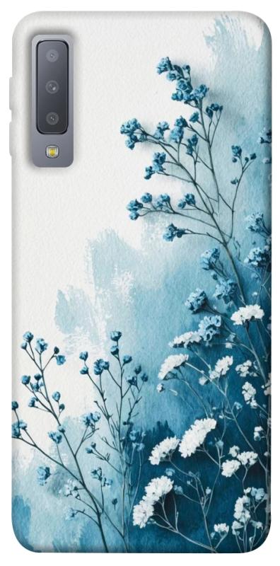 Чехол itsPrint Blue minimal для Samsung A750 Galaxy A7 (2018), цветы, купить оптом с доставкой
