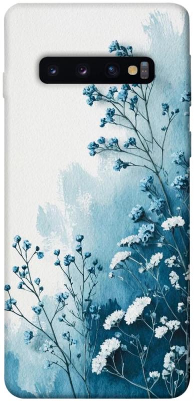 Чехол itsPrint Blue minimal для Samsung Galaxy S10, цветы, купить оптом с доставкой