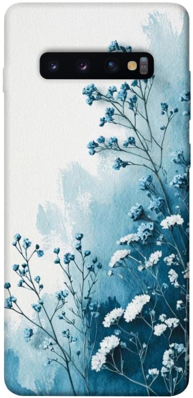 Чехол itsPrint Blue minimal для Samsung Galaxy S10+, цветы, купить оптом с доставкой