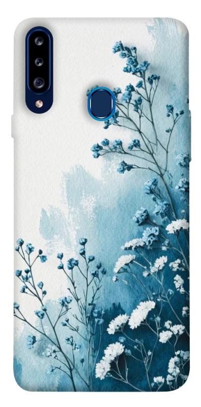 Чехол itsPrint Blue minimal для Samsung Galaxy A20s, цветы, купить оптом с доставкой
