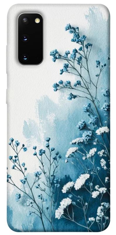 Чехол itsPrint Blue minimal для Samsung Galaxy S20, цветы, купить оптом с доставкой