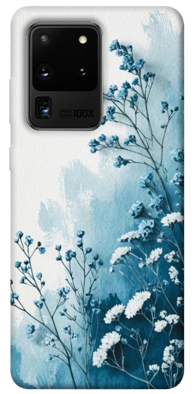 Чехол itsPrint Blue minimal для Samsung Galaxy S20 Ultra, цветы, купить оптом с доставкой