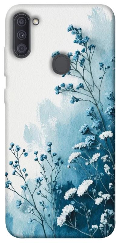 Чехол itsPrint Blue minimal для Samsung Galaxy A11, цветы, купить оптом с доставкой