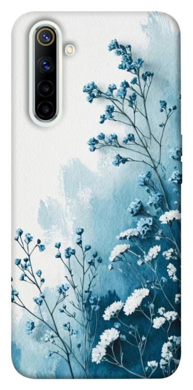 Чехол itsPrint Blue minimal для Realme 6, цветы, купить оптом с доставкой
