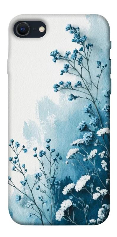 Чехол itsPrint Blue minimal для Apple iPhone SE (2020), цветы, купить оптом с доставкой