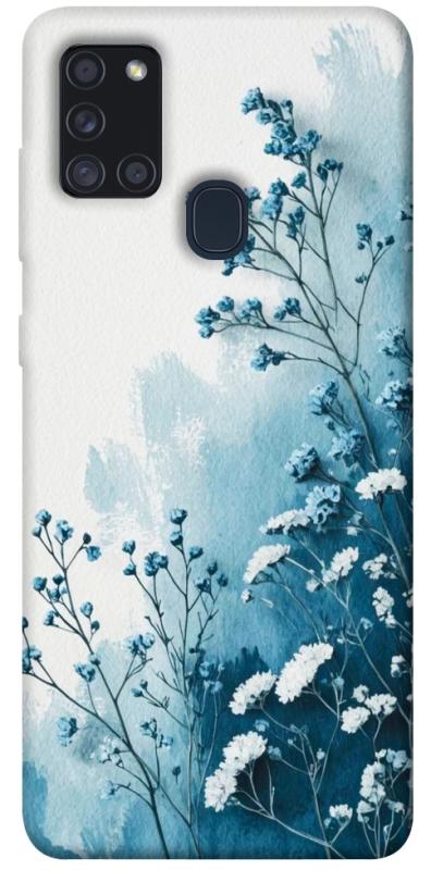 Чехол itsPrint Blue minimal для Samsung Galaxy A21s, цветы, купить оптом с доставкой