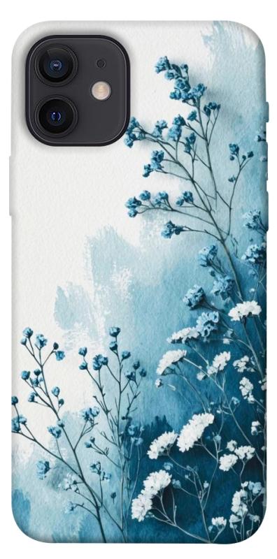 Чехол itsPrint Blue minimal для Apple iPhone 12 Pro (6.1"), цветы, купить оптом с доставкой