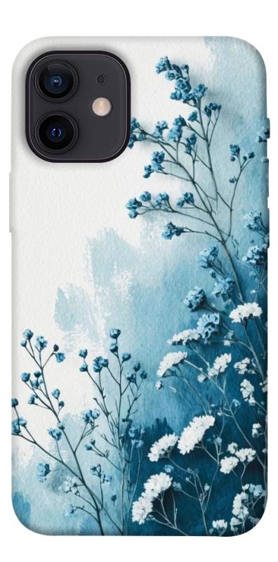 Чохол itsPrint Blue minimal для Apple iPhone 12 mini (5.4"), квіти, купити оптом з доставкою