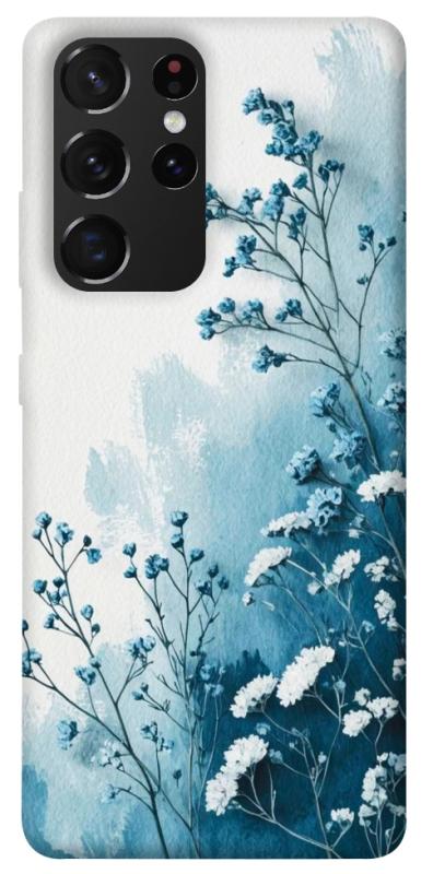 Чехол itsPrint Blue minimal для Samsung Galaxy S21 Ultra, цветы, купить оптом с доставкой