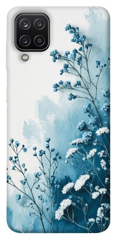 Чехол itsPrint Blue minimal для Samsung Galaxy A12, цветы, купить оптом с доставкой