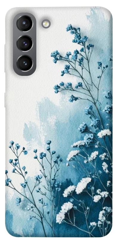 Чехол itsPrint Blue minimal для Samsung Galaxy S21, цветы, купить оптом с доставкой