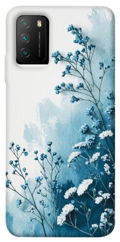 Чехол itsPrint Blue minimal для Xiaomi Poco M3, цветы, купить оптом с доставкой