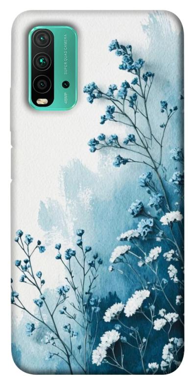 Чехол itsPrint Blue minimal для Xiaomi Redmi Note 9 4G / Redmi 9 Power / Redmi 9T, цветы, купить оптом с доставкой
