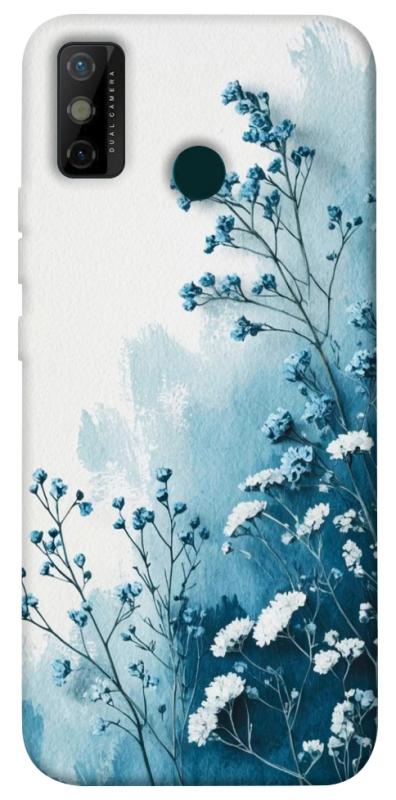 Чехол itsPrint Blue minimal для TECNO Spark 6 Go, цветы, купить оптом с доставкой