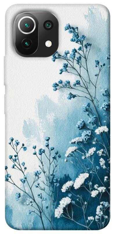 Чехол itsPrint Blue minimal для Xiaomi Mi 11 Lite, цветы, купить оптом с доставкой