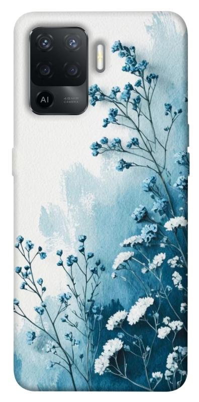 Чехол itsPrint Blue minimal для Oppo Reno 5 Lite, цветы, купить оптом с доставкой