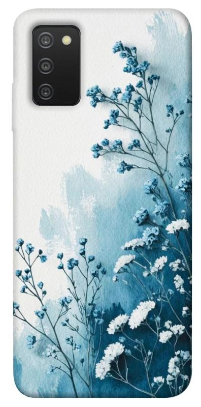 Чехол itsPrint Blue minimal для Samsung Galaxy A03s, цветы, купить оптом с доставкой
