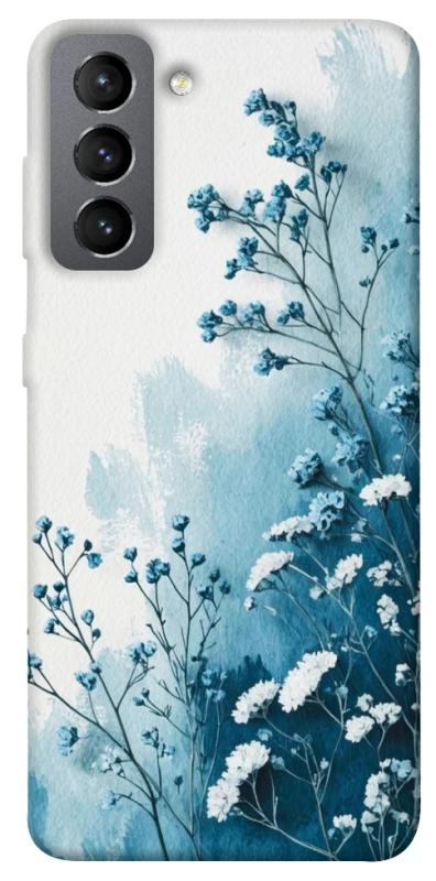 Чехол itsPrint Blue minimal для Samsung Galaxy S21 FE, цветы, купить оптом с доставкой
