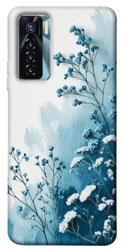 Чехол itsPrint Blue minimal для TECNO Camon 17 Pro, цветы, купить оптом с доставкой