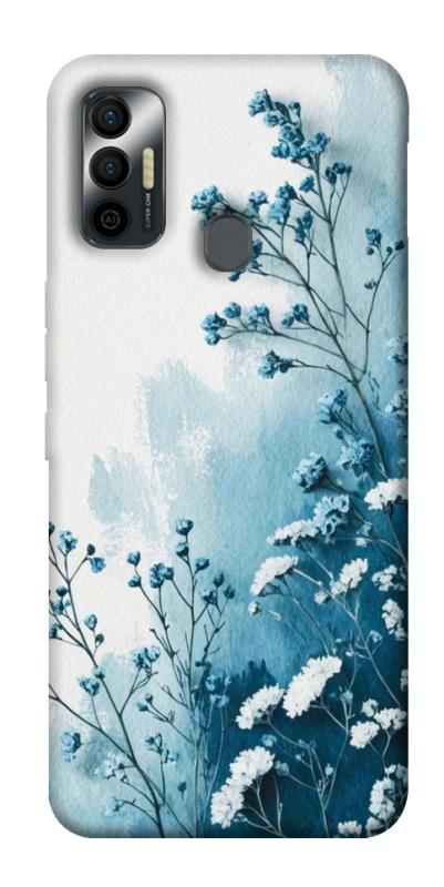 Чехол itsPrint Blue minimal для TECNO Spark 7, цветы, купить оптом с доставкой