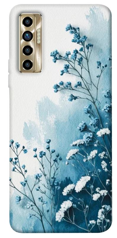 Чехол itsPrint Blue minimal для TECNO Camon 17P, цветы, купить оптом с доставкой