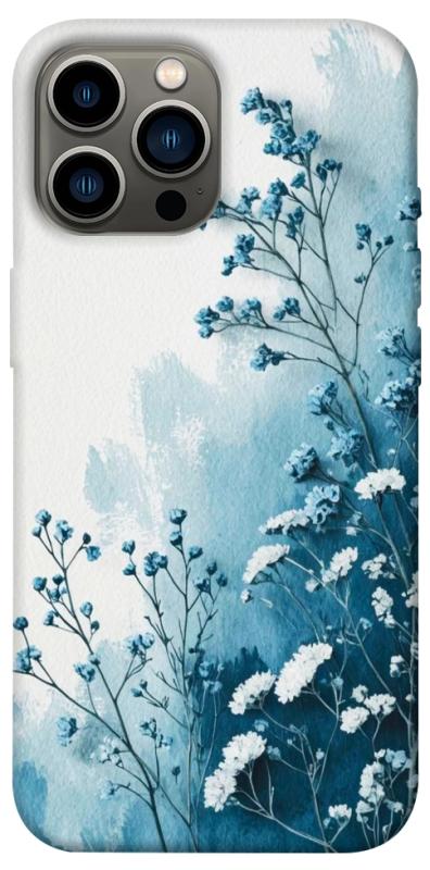 Чехол itsPrint Blue minimal для Apple iPhone 13 Pro Max (6.7"), цветы, купить оптом с доставкой