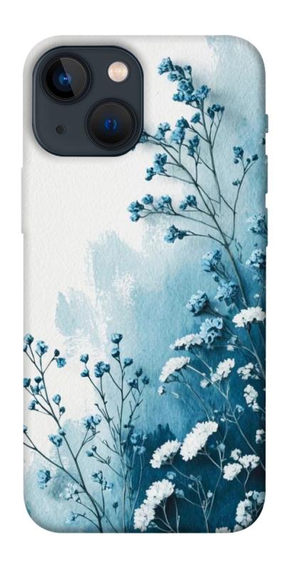 Чехол itsPrint Blue minimal для Apple iPhone 13 mini (5.4"), цветы, купить оптом с доставкой