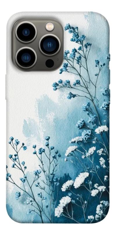 Чехол itsPrint Blue minimal для Apple iPhone 13 Pro (6.1"), цветы, купить оптом с доставкой