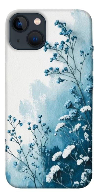 Чехол itsPrint Blue minimal для Apple iPhone 13 (6.1"), цветы, купить оптом с доставкой