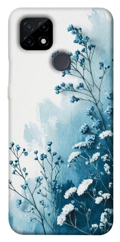 Чехол itsPrint Blue minimal для Realme C21, цветы, купить оптом с доставкой