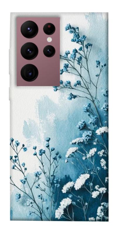 Чехол itsPrint Blue minimal для Samsung Galaxy S22 Ultra, цветы, купить оптом с доставкой