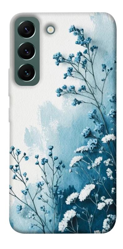 Чехол itsPrint Blue minimal для Samsung Galaxy S22, цветы, купить оптом с доставкой