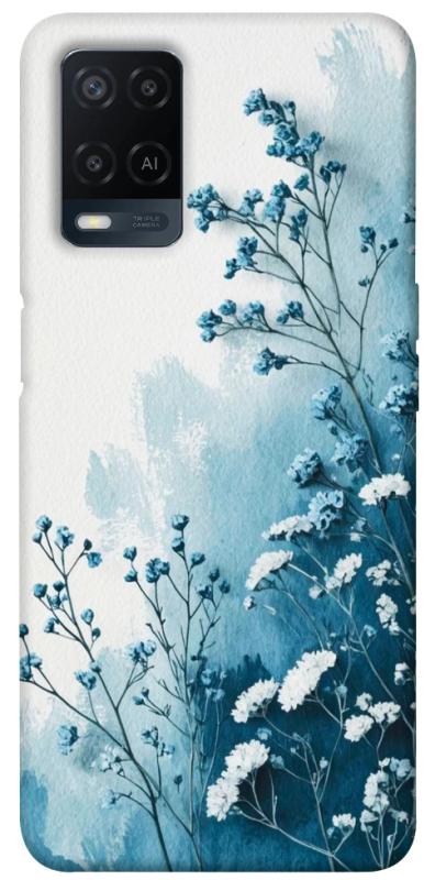Чехол itsPrint Blue minimal для Oppo A16s / A16, цветы, купить оптом с доставкой