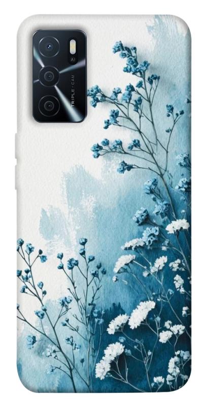 Чехол itsPrint Blue minimal для Oppo A16s / A16, цветы, купить оптом с доставкой