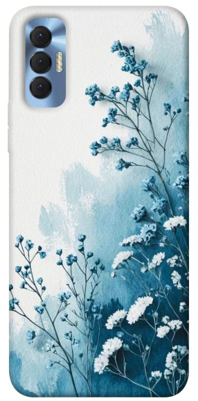 Чехол itsPrint Blue minimal для TECNO Spark 8P, цветы, купить оптом с доставкой