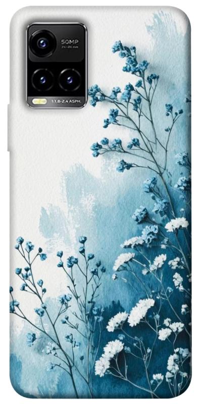 Чехол itsPrint Blue minimal для Vivo Y21 / Y33s, цветы, купить оптом с доставкой