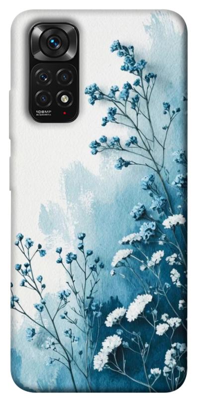 Чехол itsPrint Blue minimal для Xiaomi Redmi Note 11 (Global) / Note 11S, цветы, купить оптом с доставкой