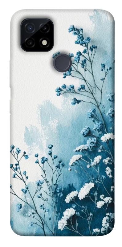 Чехол itsPrint Blue minimal для Realme C12, цветы, купить оптом с доставкой