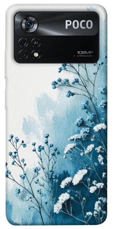 Чохол itsPrint Blue minimal для Xiaomi Poco X4 Pro 5G, квіти, купити оптом з доставкою