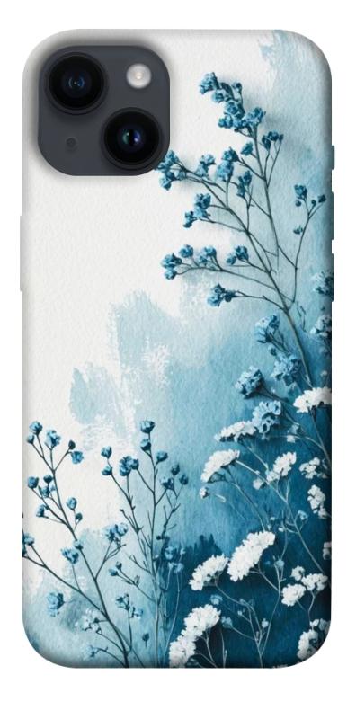 Чехол itsPrint Blue minimal для Apple iPhone 14 (6.1"), цветы, купить оптом с доставкой