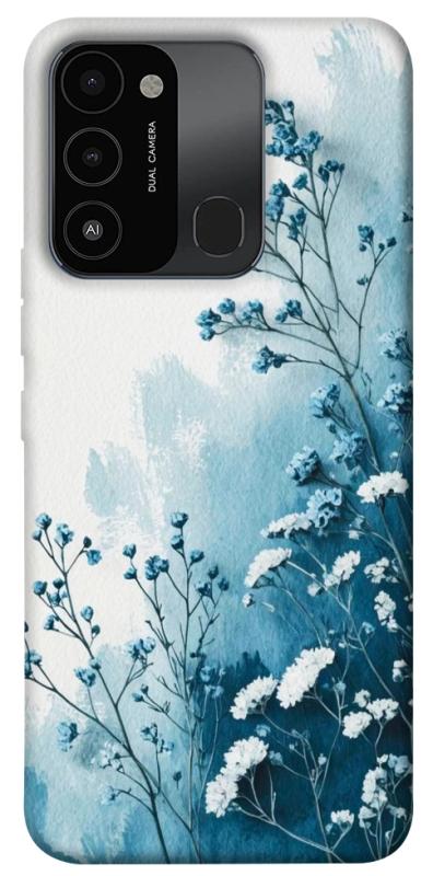 Чехол itsPrint Blue minimal для TECNO Spark 8C, цветы, купить оптом с доставкой