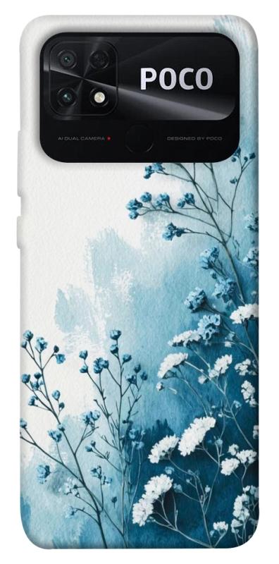 Чехол itsPrint Blue minimal для Xiaomi Poco C40, цветы, купить оптом с доставкой