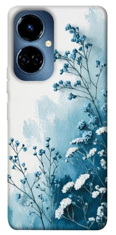 Чехол itsPrint Blue minimal для TECNO Camon 19 (CI6n) / 19 Pro (CI8n), цветы, купить оптом с доставкой