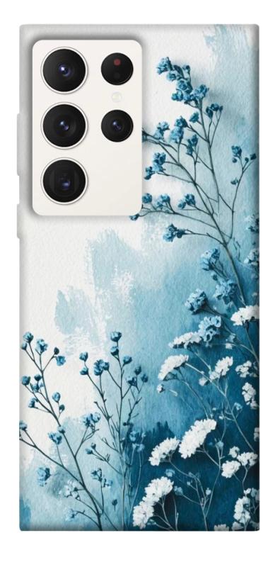 Чехол itsPrint Blue minimal для Samsung Galaxy S23 Ultra, цветы, купить оптом с доставкой